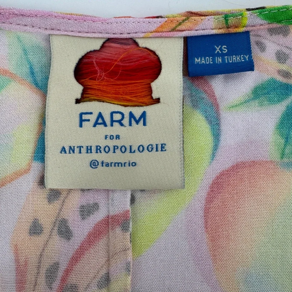 FARM Rio for Anthropologie Rainforest‎ Fruit Print Beaded Tassel Wrap Blouse XS